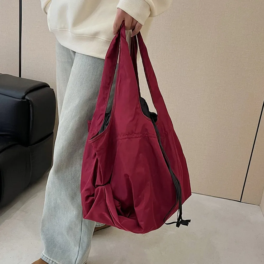 Sac à main réutilisable avec cordon de serrage, sac de courses en nylon de grande capacité, sac écologique, sacs de rangement imperméables, sac de voyage pour courses