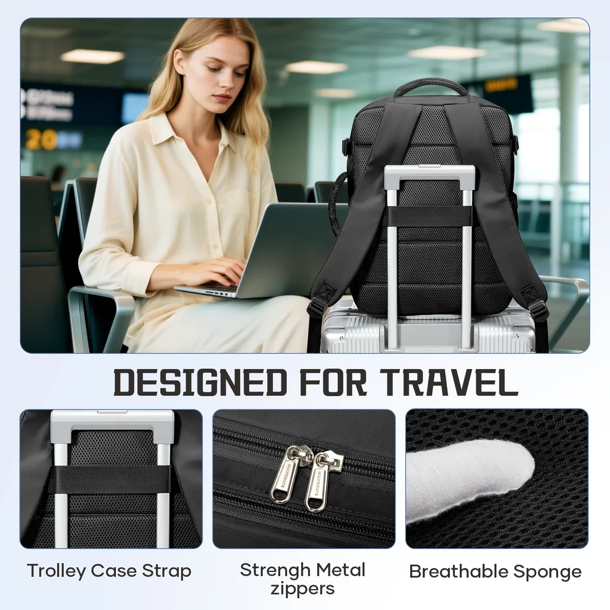 sac à dos 40x30x20 pour avion, bagage à main ryanair avec sac de compression sous vide, sac à dos pour femme, sac à dos sous vide, sac à dos pour ordinateur portable