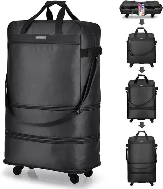 2025 nouveau sac de bagage à main pliable et extensible, sac de voyage à roulettes universel, grande capacité, étanche, pour affaires