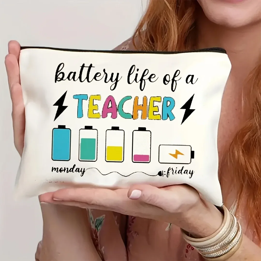 1 pièce, trousse de maquillage inspirante pour enseignant, cadeau de remerciement pour enseignant, trousse de maquillage pour enseignant, sac de rangement pour cosmétiques