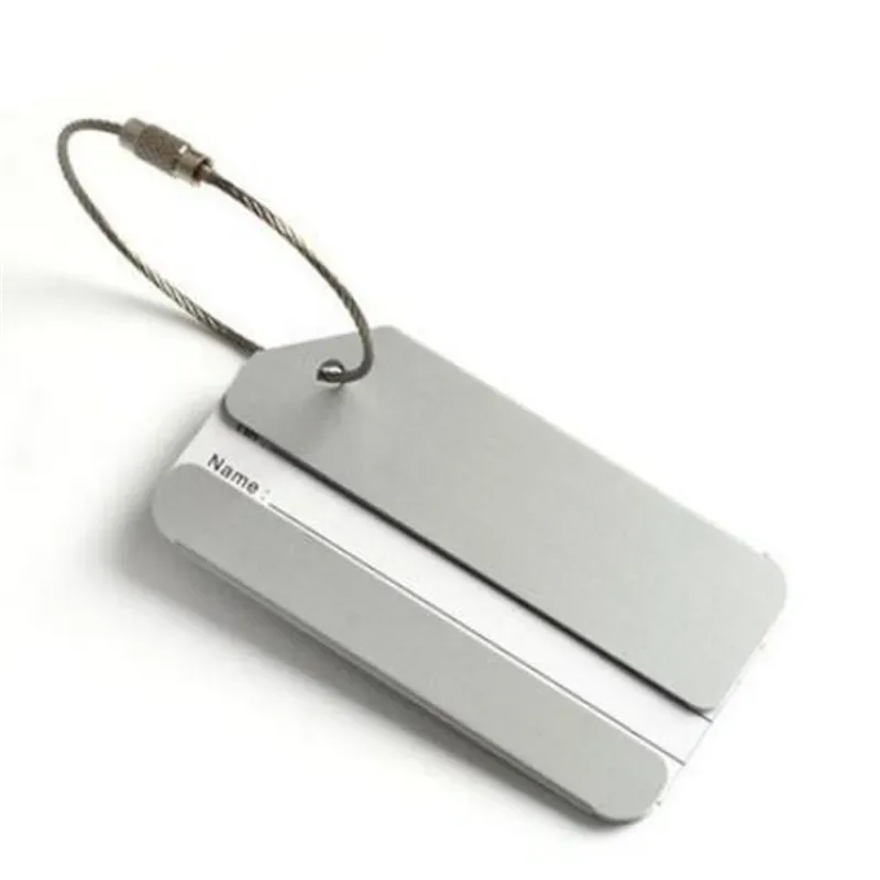 étiquettes de bagage de voyage en métal réutilisables étiquettes de valise en aluminium avec cordes étiquette de sac boucle en acier inoxydable nom carte d'identité pour valise