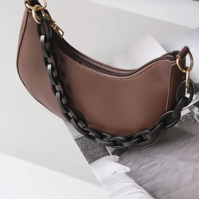 Accessoires de sac vintage pour femme, poignées, pièces de rechange amovibles, sangle en résine blanche et brune, sangle de luxe pour femme, équipement lancé en acrylique, nouveau