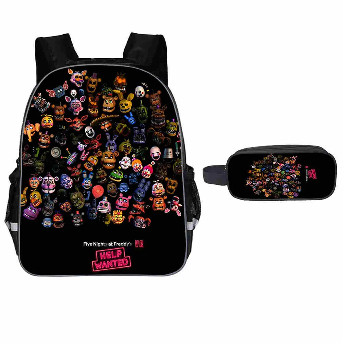 sac à dos f-five nights at freddy pour enfants, ensemble de 2 pièces, sac de retour à l'école pour étudiants avec trousse à crayons, sac à dos de voyage léger pour adolescents