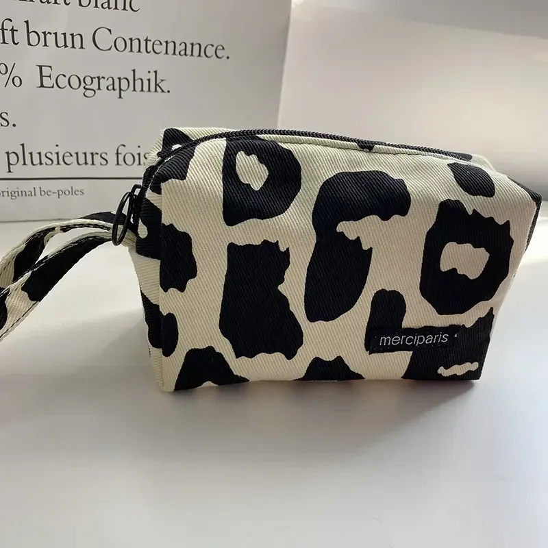 sac à cosmétiques en toile rétro pour femmes, trousse à crayons simple à carreaux pour filles, sac de rangement pour rouge à lèvres pour dames, petit portefeuille, sacs à main