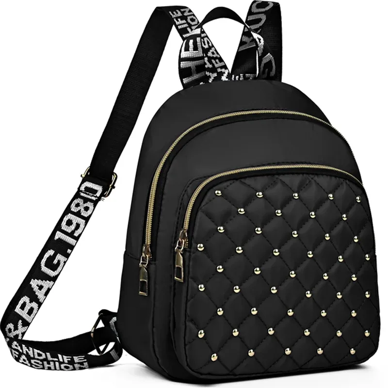 sac à bandoulière double à rivets brodés en forme de diamant pour femmes, nouveau style, sac de voyage à la mode, décontracté et polyvalent pour femmes