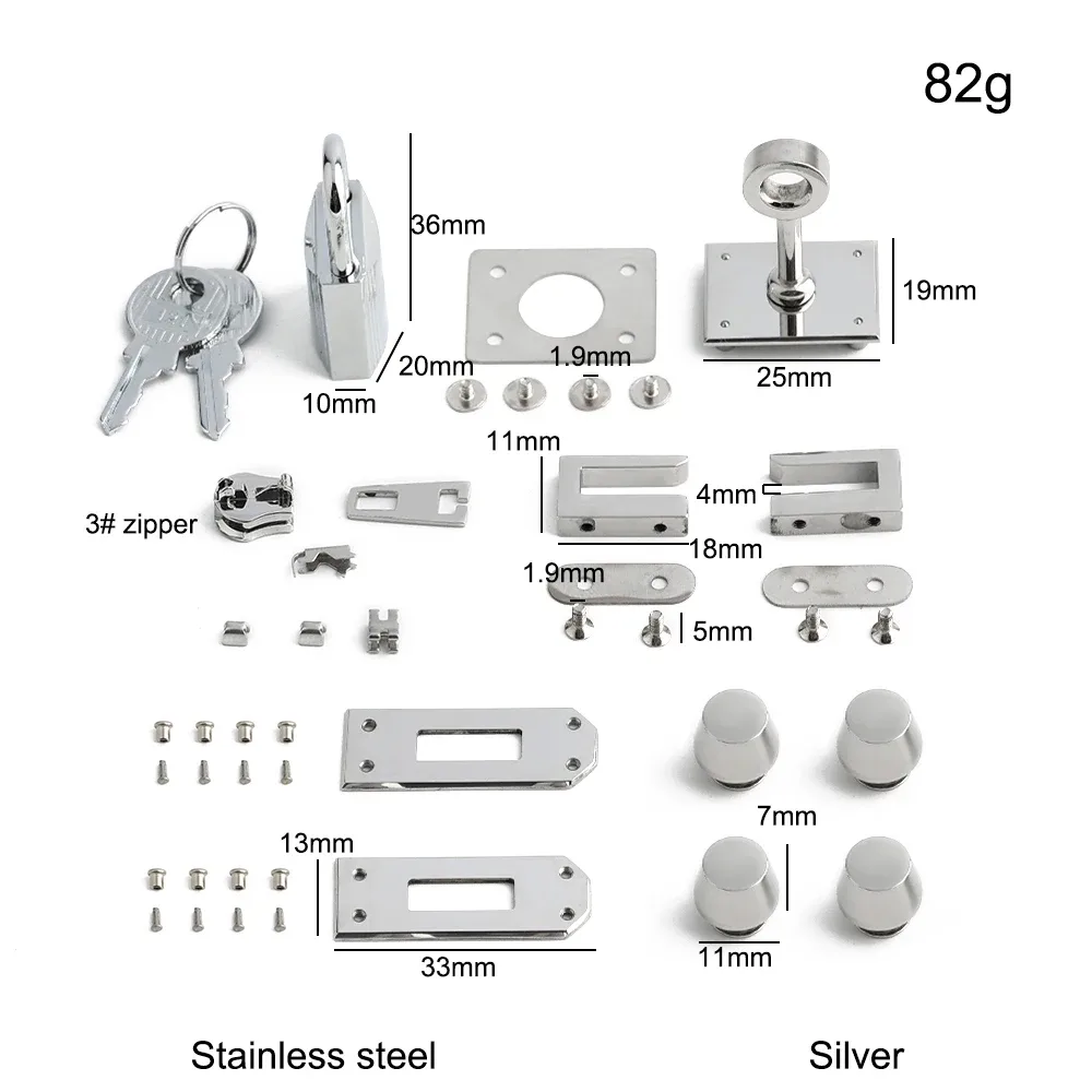 ensemble de serrures en acier inoxydable massif de haute qualité, grande taille, pour sacs de luxe classiques, cadenas avec clés, accessoires de remplacement, 1/3/5 ensembles