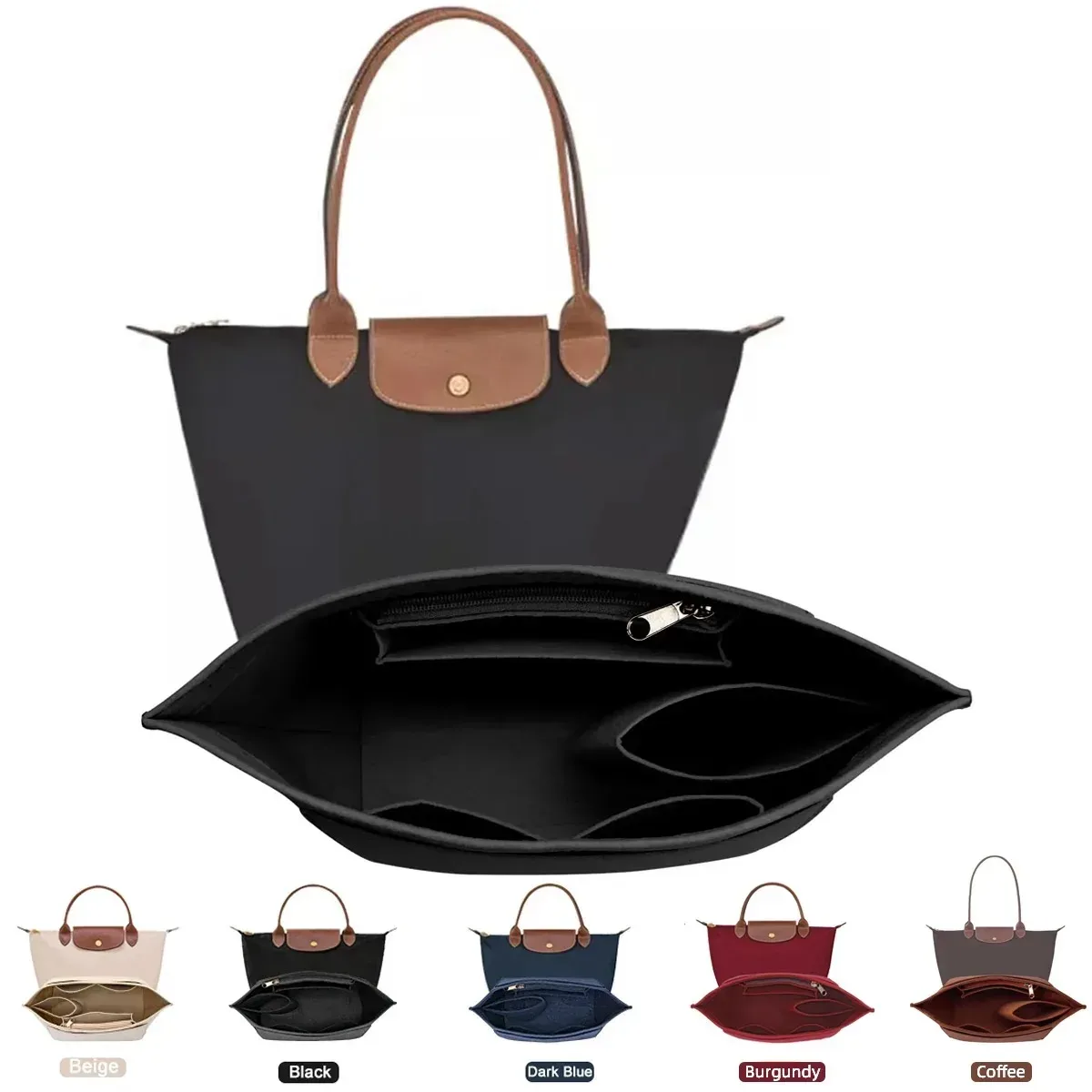 Sac à insérer en feutre adapté au sac à main Longchamp, sac de doublure en tissu feutré, sac de maquillage, Support de voyage, organisateur de sac à main Portable