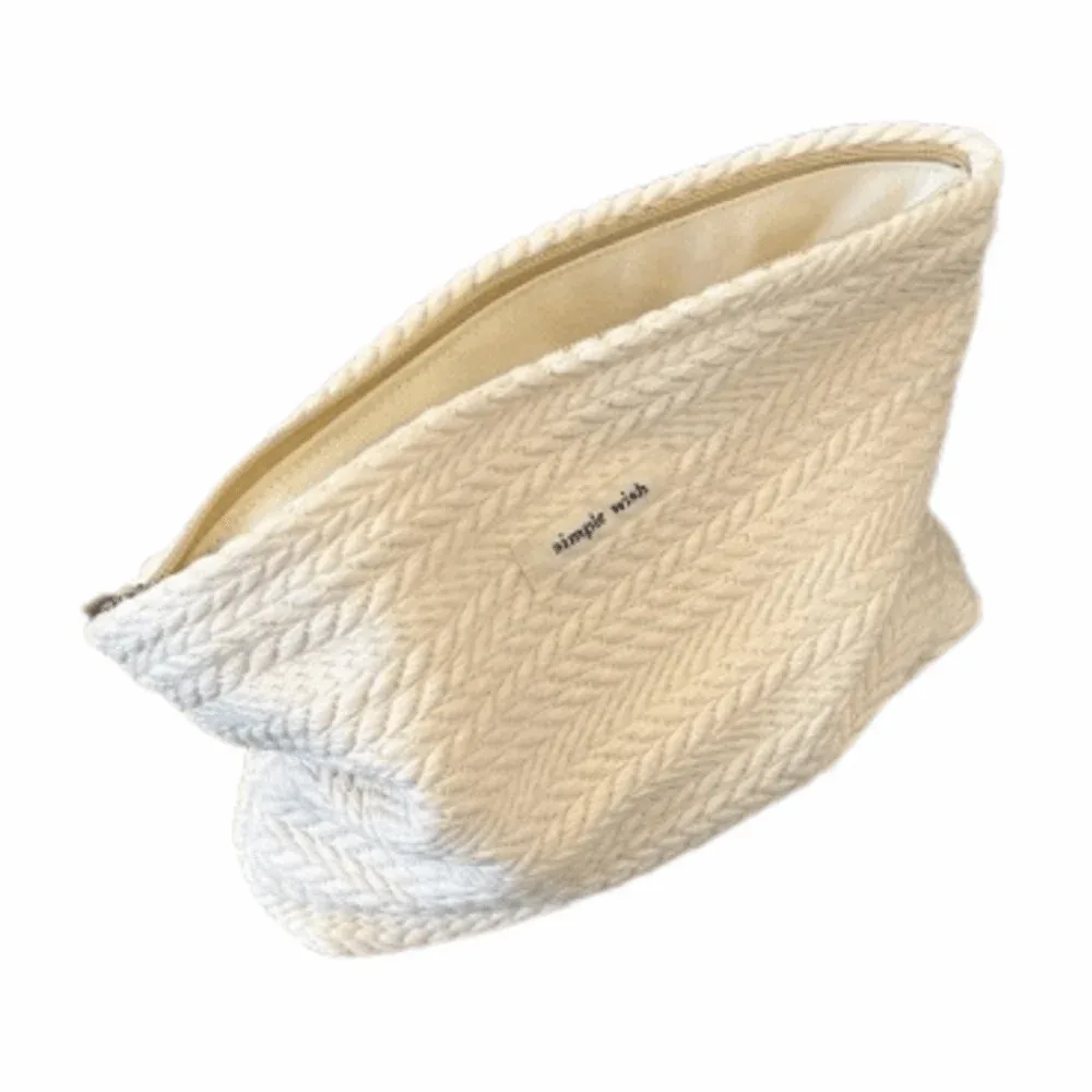 trousse de maquillage en tissu tissé pour femmes, couleur unie, petit organisateur, pochette en toile, grande capacité, fermeture éclair, étui de beauté, voyage