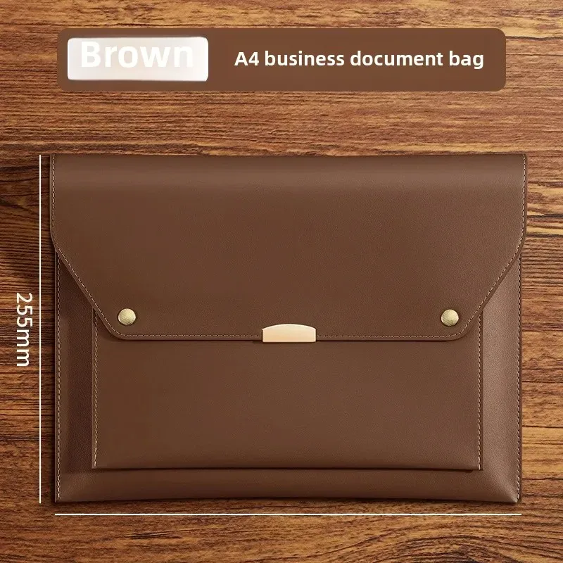 nouveau 2025 bureau d'affaires magnétique en cuir fichier sac document mallette de rangement étanche papier sac archives fournitures de bureau