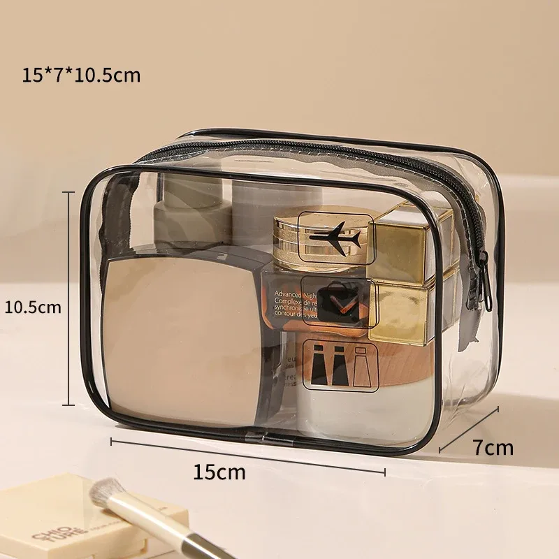 【a6l】trousse de toilette transparente en pvc durable, organiseur de maquillage et cosmétiques de voyage avec fermeture à glissière, accessoire de voyage