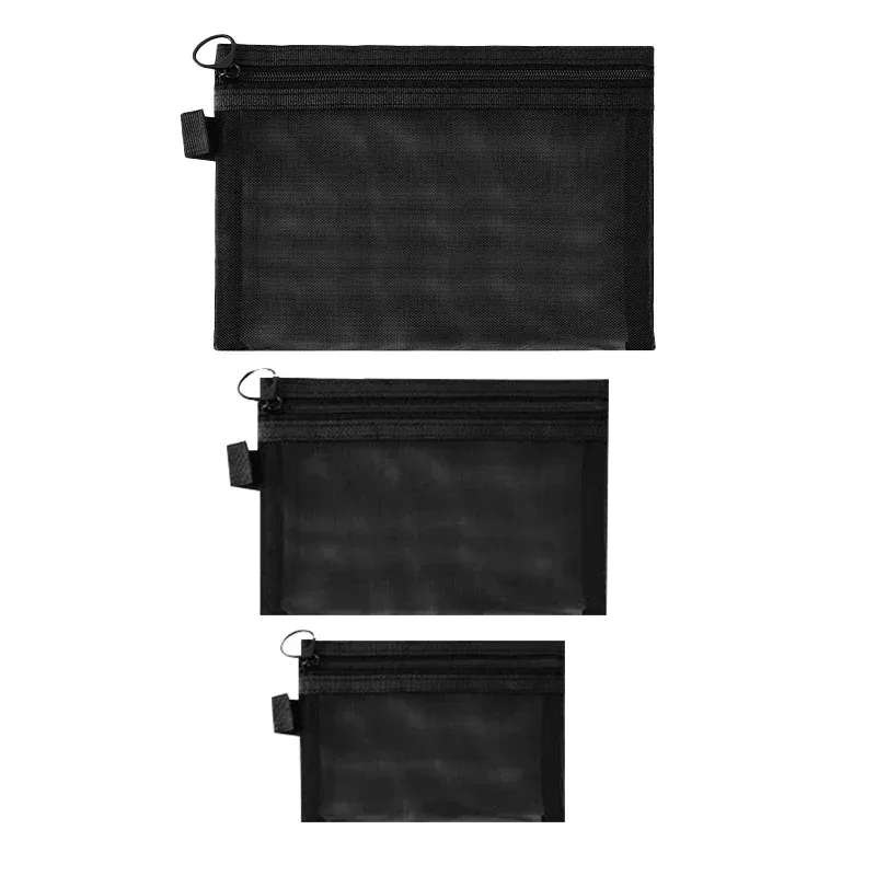 3 pièces sac cosmétique femmes maille sac de maquillage avec fermeture éclair organisateur rouge à lèvres brosse sacs transparents étudiant trousse de toilette sac