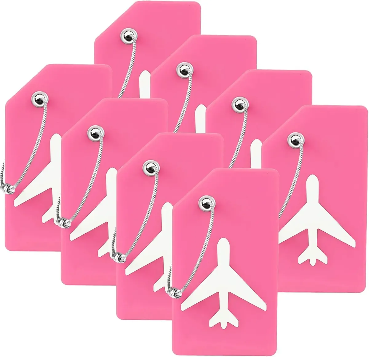 lot de 8 étiquettes de bagages en silicone de couleurs assorties avec boucles en acier inoxydable, étiquettes de valise de voyage avec protection de la confidentialité tsa