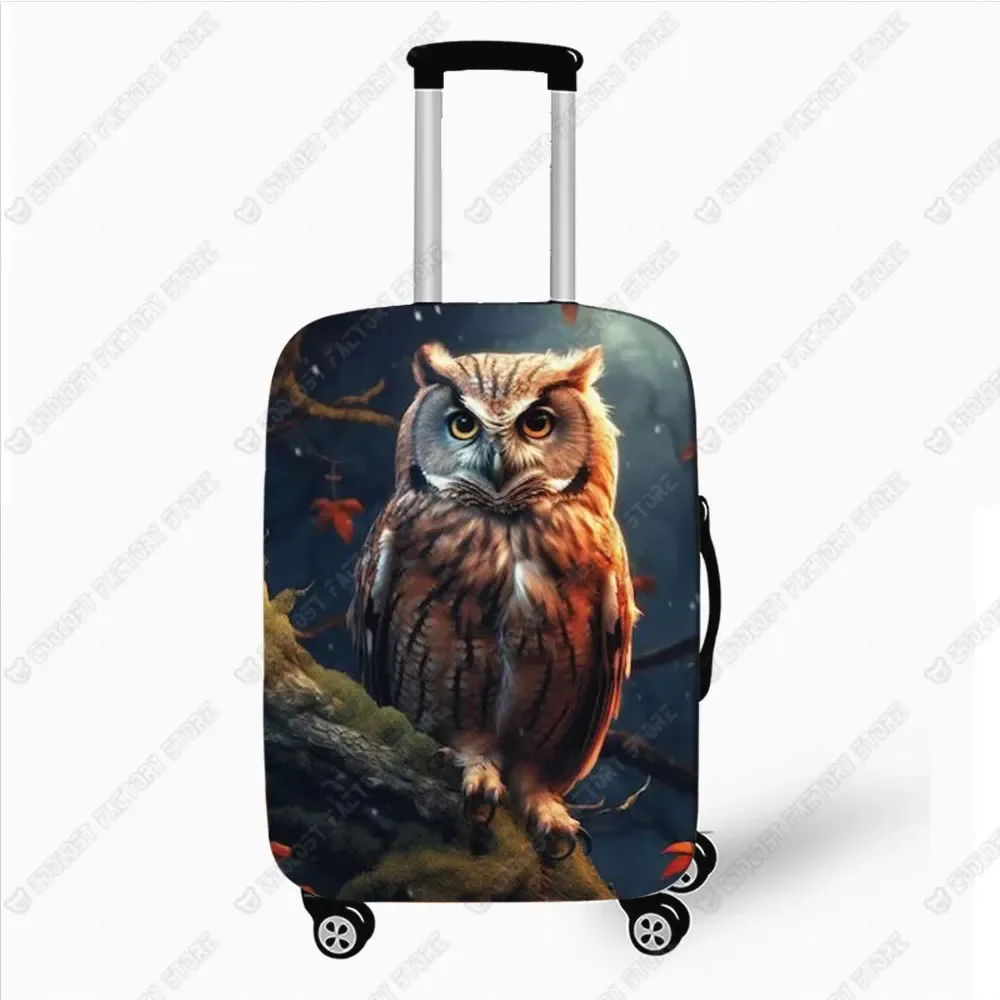 housse de bagage imprimée hibou coloré, housses de protection pour valise à roulettes à cornes, accessoires de voyage de 18 à 32 pouces