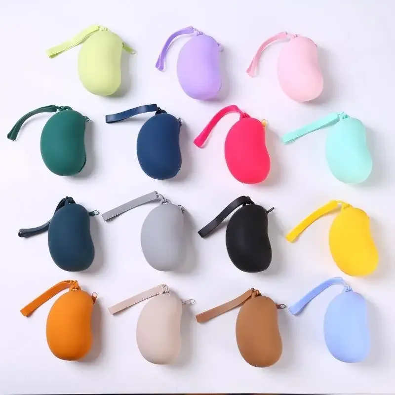 sac de rangement cosmétique en silicone bean, organisateur portable étanche pour écouteurs, câbles de données et porte-monnaie de voyage