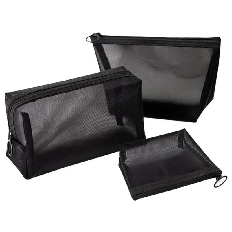 sac à cosmétiques nécessaire pour femmes et hommes, 1 pièce, organisateur de voyage transparent, petits et grands sacs de toilette noirs, pochette de maquillage