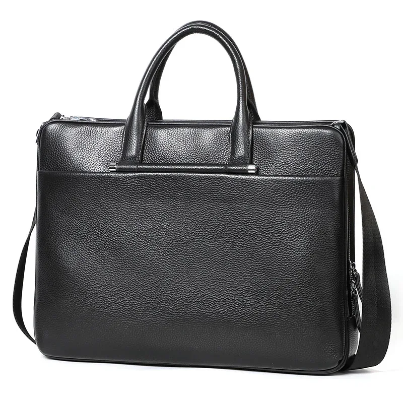porte-documents de grande capacité en cuir véritable pour ordinateur portable, sacs en cuir de haute qualité pour hommes, sac à bandoulière à plusieurs compartiments pour affaires
