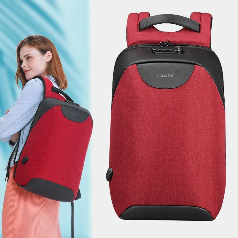 tigernu – sac à dos antivol sans clé avec serrure tsa, sac à dos tendance pour femmes, 15.6 pouces, chargeur usb, sac à dos pour ordinateur portable, sac à dos d'école et d'université