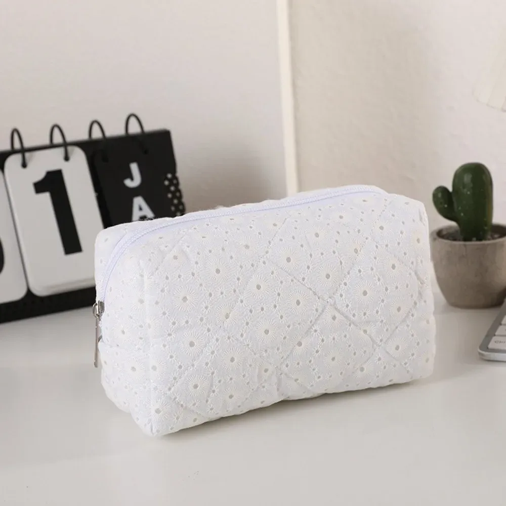 sac de maquillage en coton doux et durable, imprimé floral matelassé, grande capacité, trousse de toilette, organisateur de maquillage pour femmes et filles