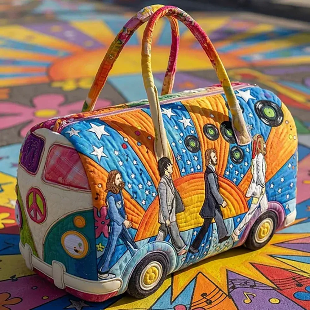 Sac de voyage matelassé vintage style hippie pour femme et homme, sac de week-end, sac à main de voyage, nouveaux sacs d'extérieur 2026