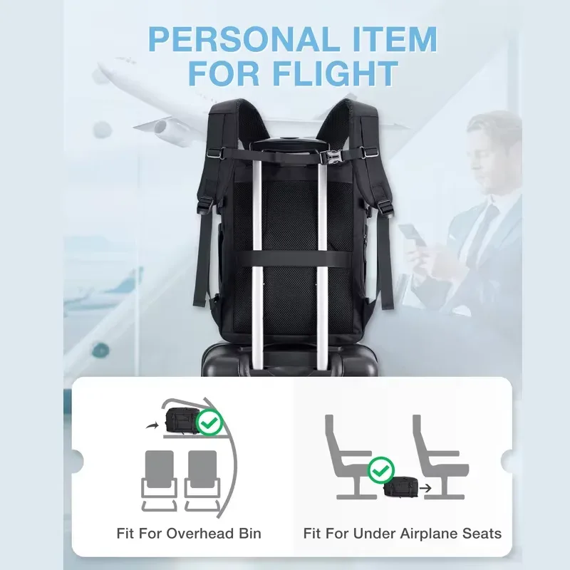 bagsmart – sac à dos pour hommes, pour cabine, valise de grande capacité, sacs à dos de voyage, sac à dos étanche pour ordinateur portable