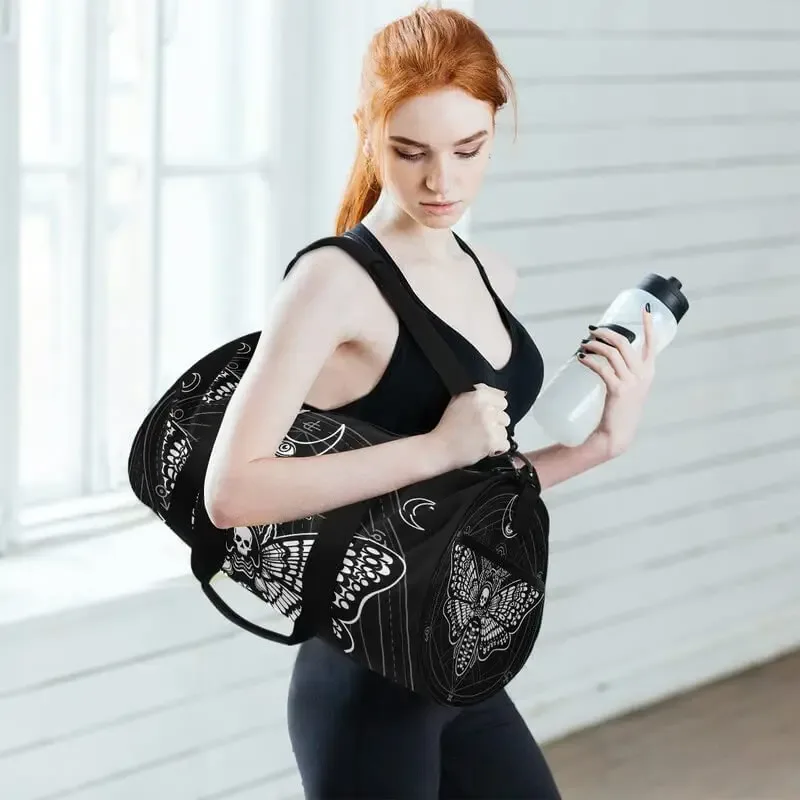 sacs de sport black skull moth pour hommes et femmes, crânes magiques, sac de sport, bagages de voyage, sacs de nuit