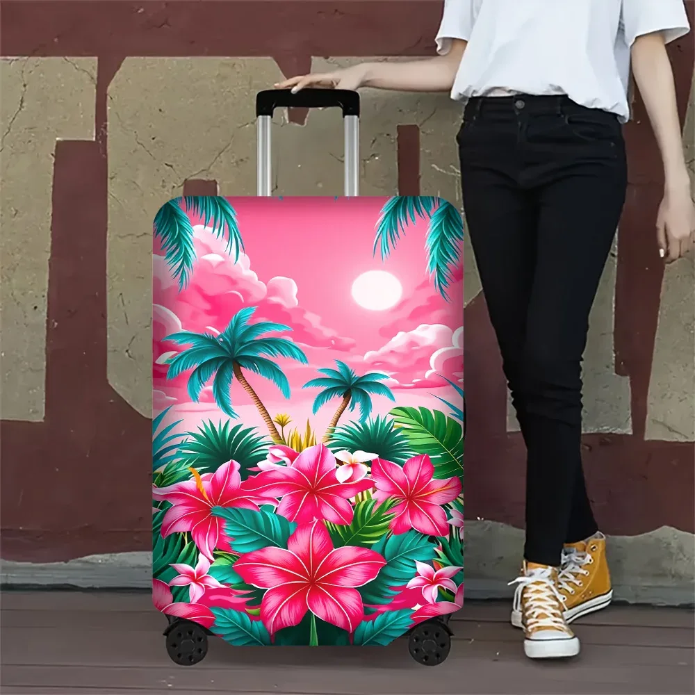 1 housse de bagage à imprimé Tropical Paradise pour bagages de 18 à 32 pouces ; accessoires de voyage anti-poussière et élastiques pour une protection efficace