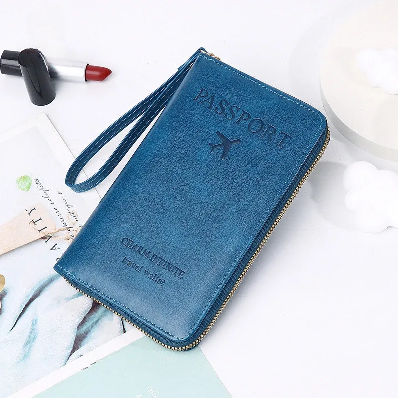 porte-passeport multifonction unisexe pour hommes et femmes, fermeture éclair, étui portefeuille en cuir pu, protection pour billets, accessoires de voyage