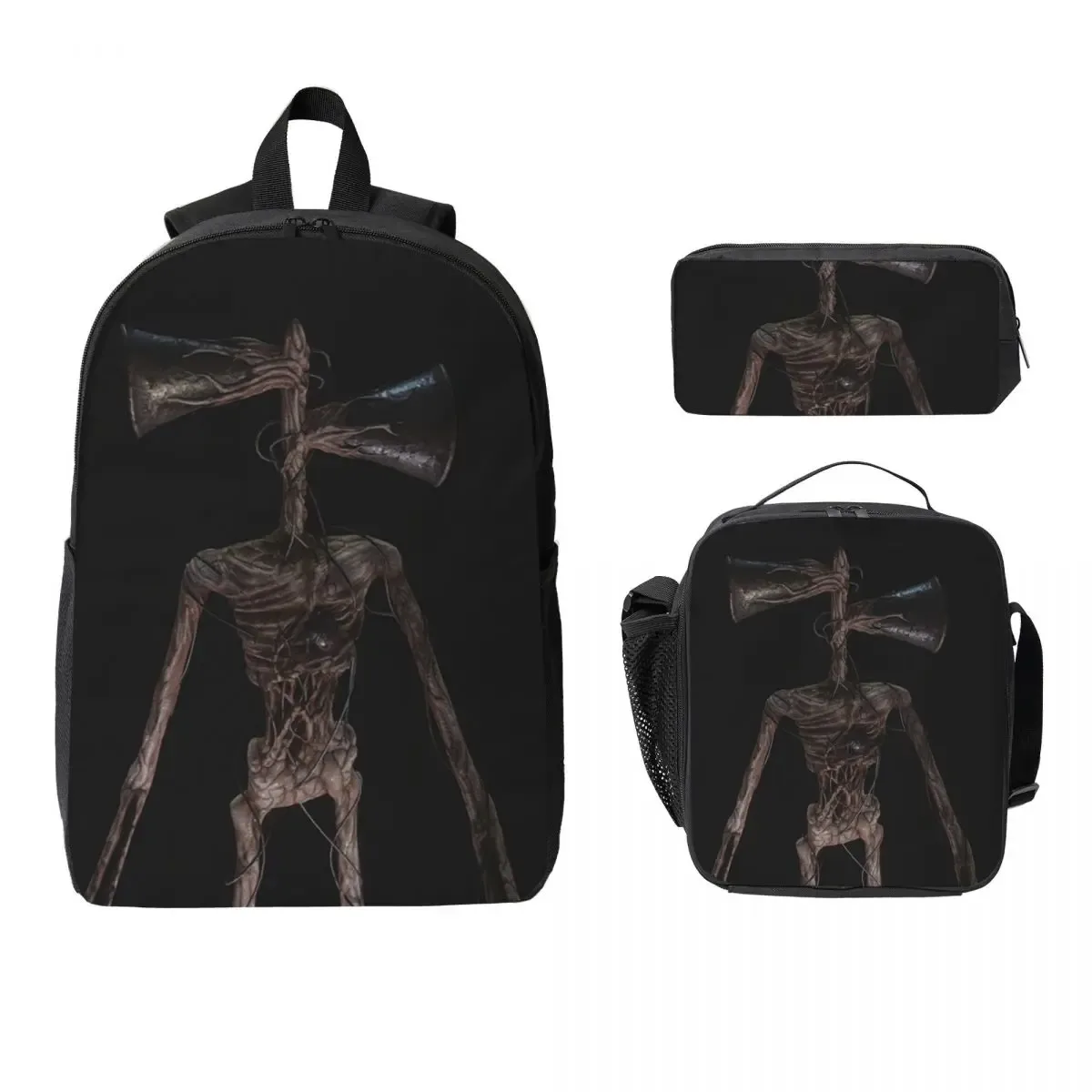 siren head 1 sac à dos étudiant garçons filles bookbag sac d'école ordinateur sacs à bandoulière 3ps sac à déjeuner isolé trousse à crayons