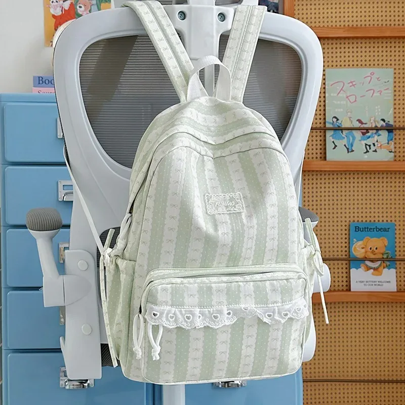 sac à dos à pois et rayures pour étudiants, mochila commuter, mochilas mujer, sacs à dos grande capacité, sac à dos en dentelle pour adolescentes, bolsas feminina