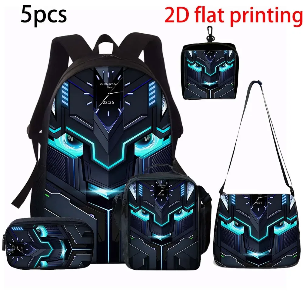ensemble de sacs à dos graphiques robotisés 1/2/3/4/5 pièces | idéal pour l'école et les déplacements quotidiens