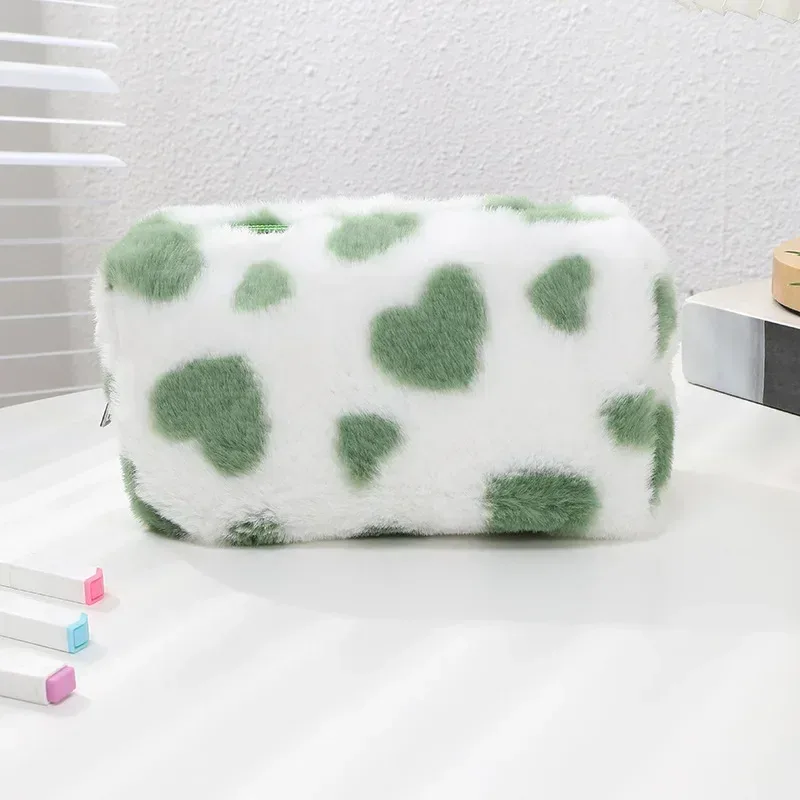 sac à cosmétiques d'amour mignon, trousse de toilette en peluche douce pour fille, rangement de voyage, pochette de rangement de maquillage, trousse à crayons pour étudiant