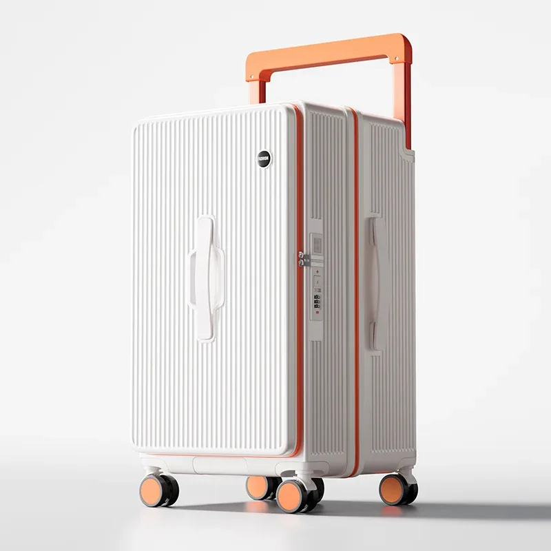 nouvelle valise de voyage à ouverture latérale 1:9 avec poignée large, valise cabine 20 pouces, valise de cabine grande capacité 32 pouces avec serrure à combinaison
