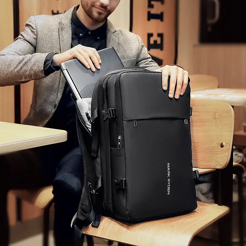 mark ryden homme sac à dos ajustement 17 pouces ordinateur portable usb charge multicouche espace sac de voyage affaires mâle antivol mochila