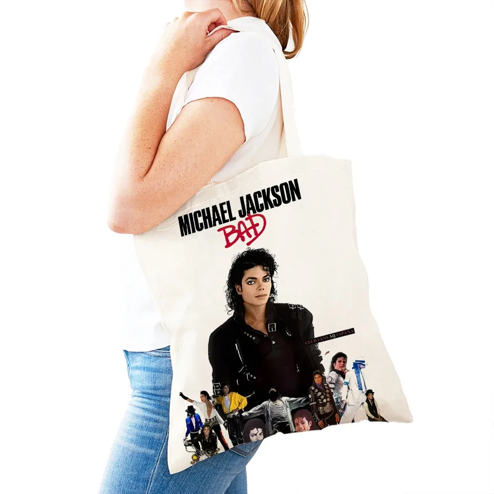 michael jackson – sac de shopping pour femmes, double impression, sacs de shopping super star lady, sac à main design, sac fourre-tout écologique, portable et pratique