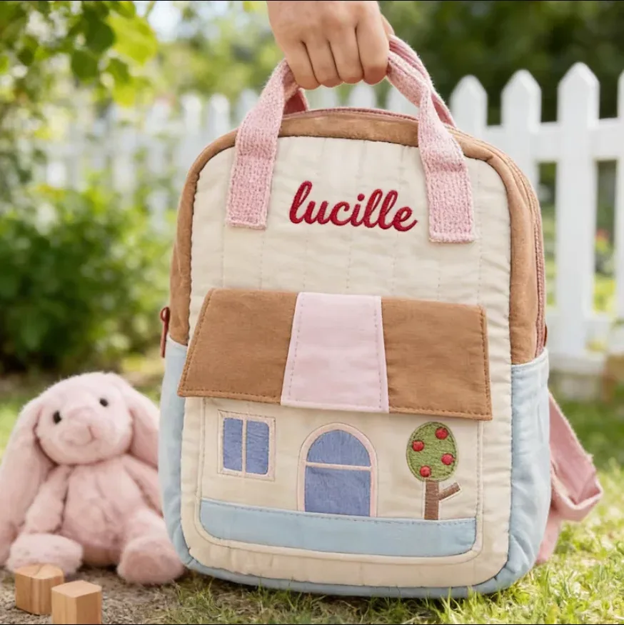 sac à dos personnalisé en forme de cabane dans les arbres pour enfants, sac d'école léger pour tout-petits, garçons et filles, sac à dos de voyage brodé, rentrée scolaire