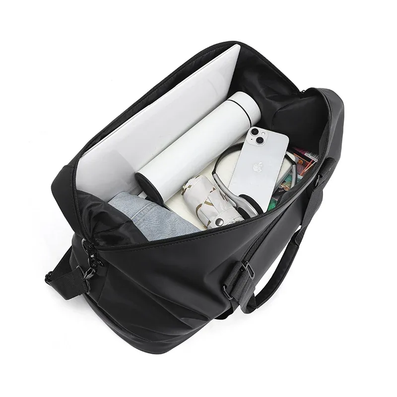 sac de voyage imperméable noir/gris, sac à bagages tendance pour courtes distances pour hommes et femmes, sac à main de grande capacité avec séparation pour articles secs et humides, sac à bandoulière, sac à porter en travers du corps