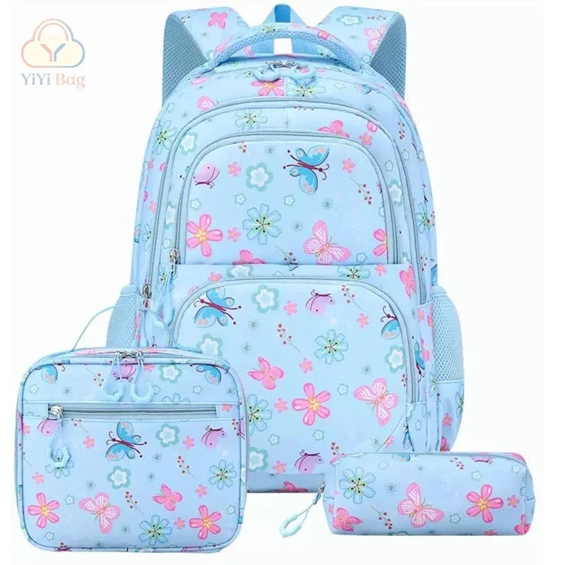 sacs à dos scolaires à motif de papillons et de fleurs, trousse à crayons, ensemble de trois pièces, nouveaux sacs à dos de haute qualité pour garçons, filles et adolescents