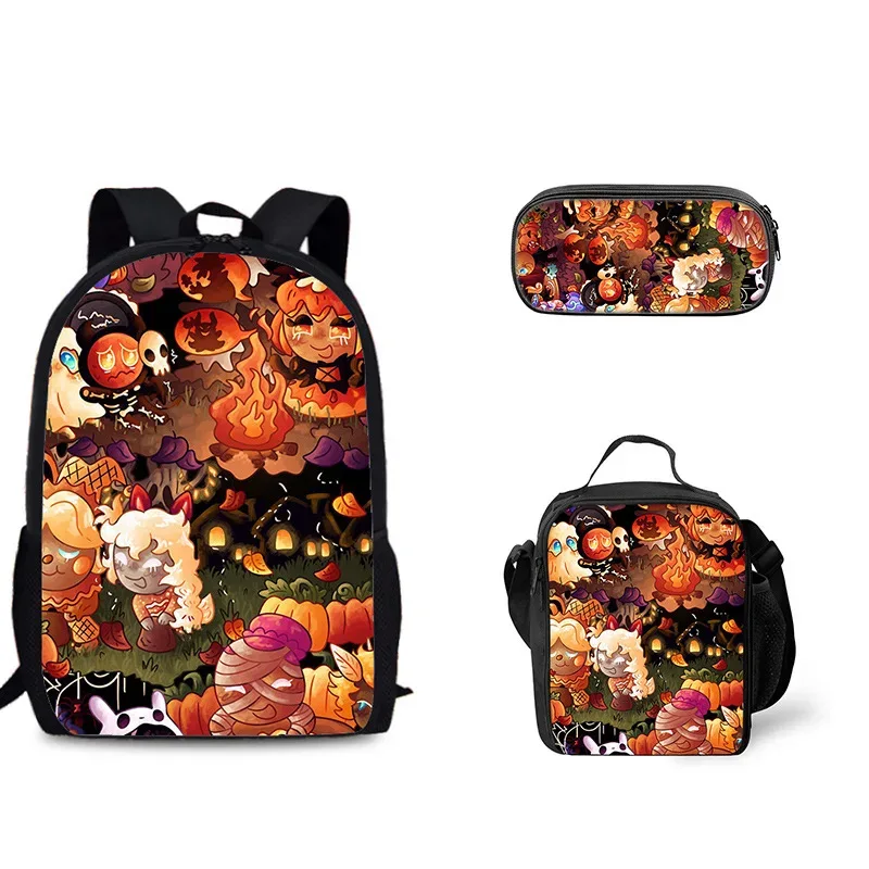 jeu de biscuits sac à dos étudiant ensemble de trois pièces ombre lait cookie périphérique sac à dos pour enfants sac de repas ensemble de trousse à crayons