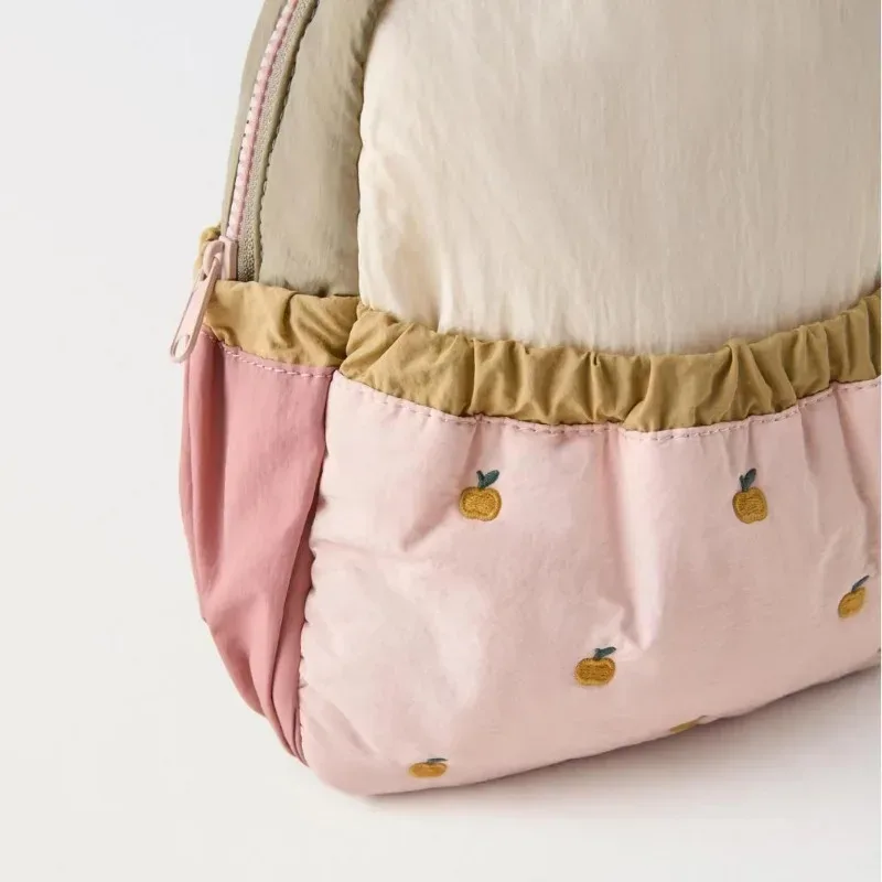nouveau sac d'école pour enfants brodé petite pomme à la mode léger maternelle sac à dos à la mode