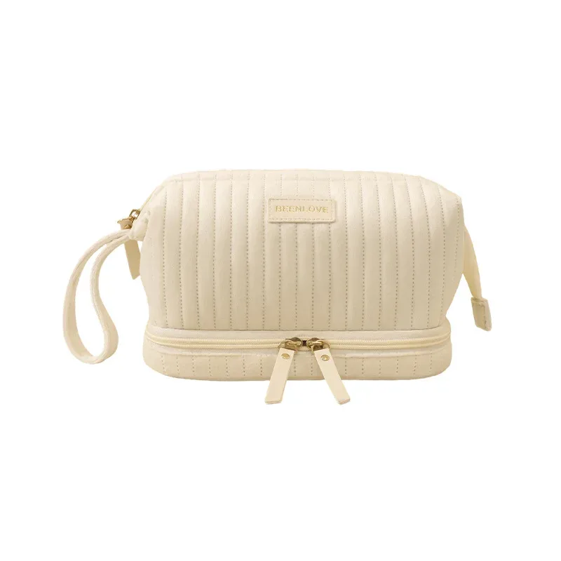 sac de rangement de maquillage portable, grande capacité, trousse à cosmétiques multi-compartiments pour pinceaux, cosmétiques, rangement de voyage