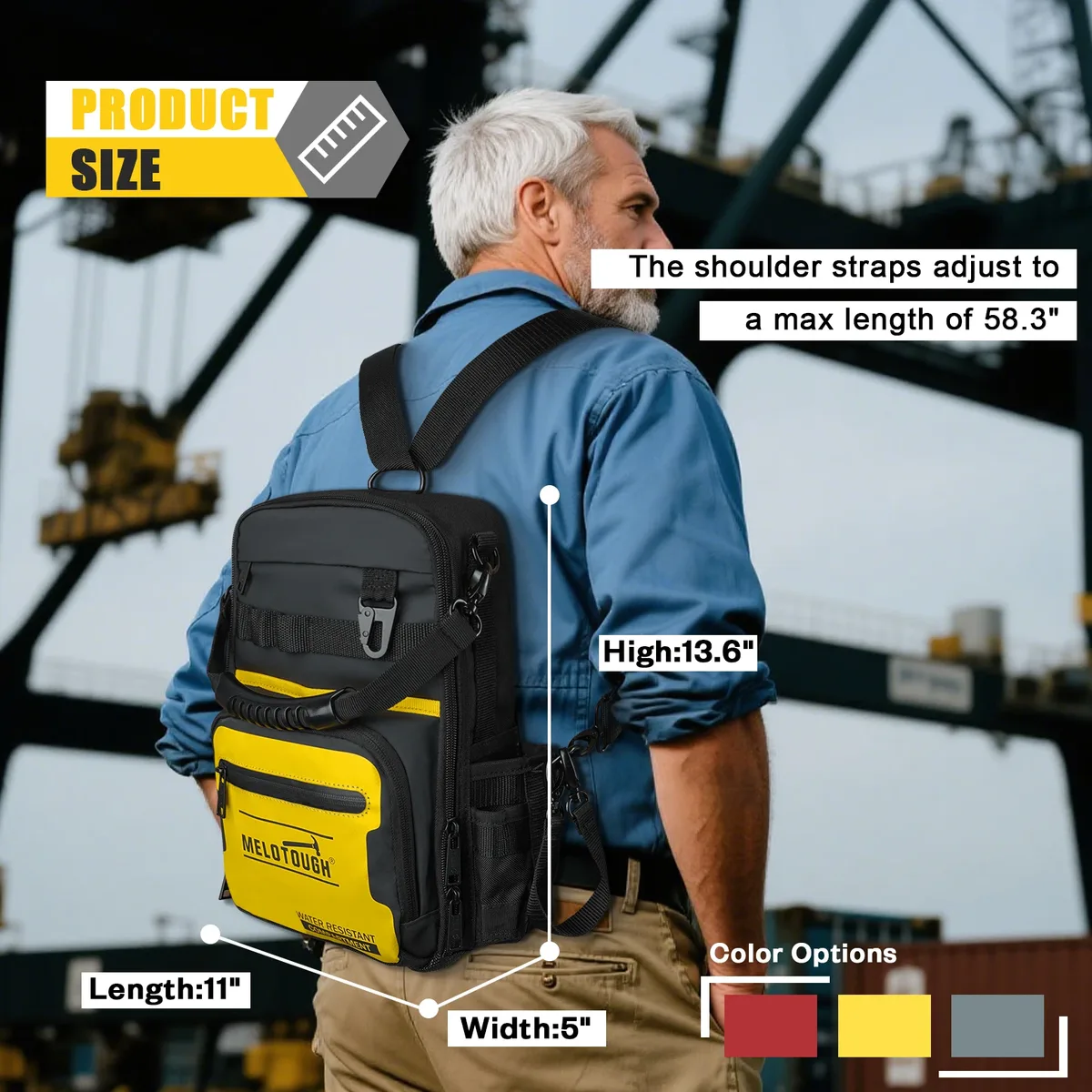 sac à dos pour outils melotough pour hommes, 30 poches multi-rangements, sac à dos pour outils robuste avec bretelles double forme