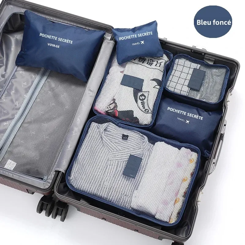 ensemble de 6 sacs de rangement pour vêtements de voyage, organiseur de bagages portable, cubes de rangement pour valise, chaussures et vêtements, pochette portable