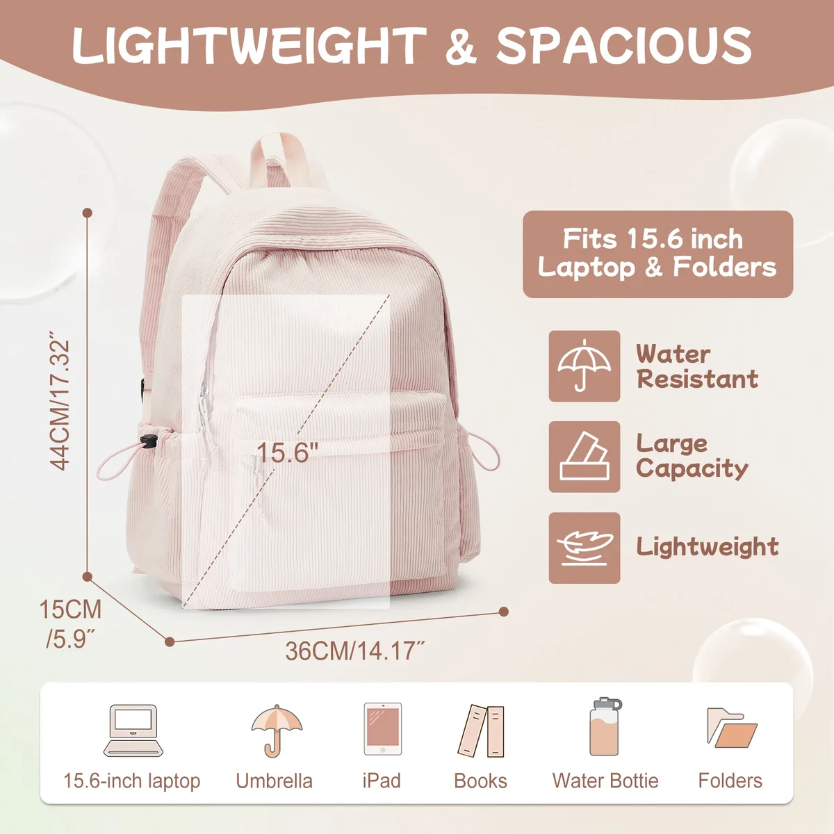 sac à dos d'école pour adolescents, filles et garçons, pochette d'ordinateur, convient aux voyages universitaires de 15.6 pouces, sac à dos de loisirs durable pour étudiants à la mode pour femmes