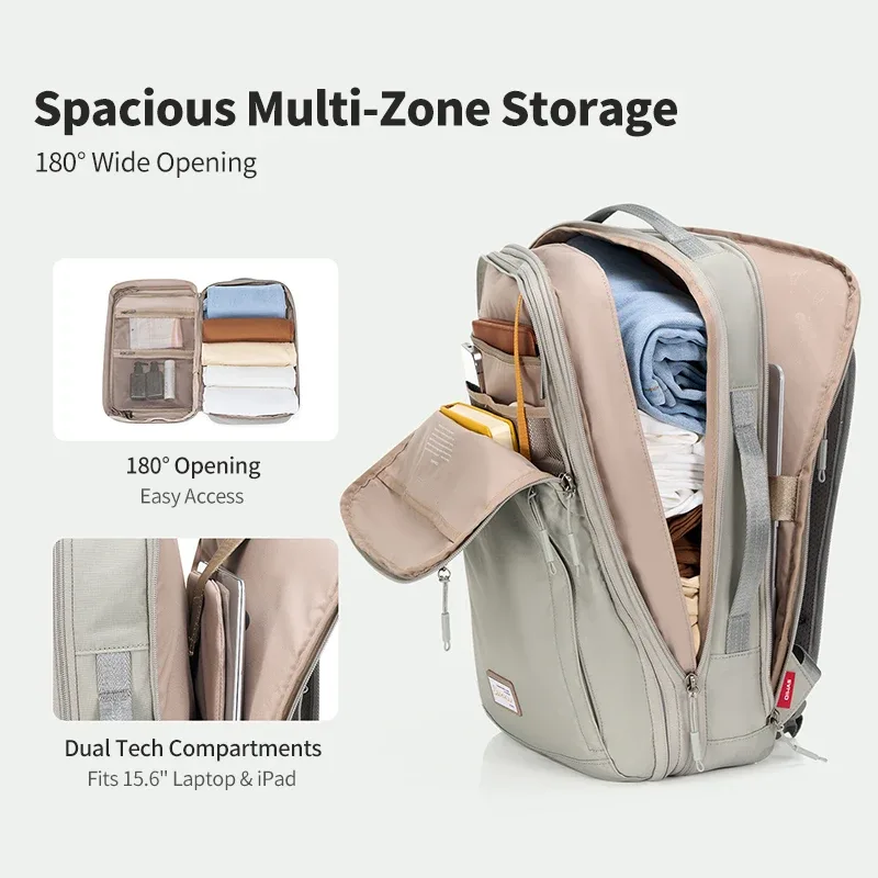 sac à dos extensible de grande capacité en tissu imperméable oiwas avec couche de protection réfléchissante pour ordinateur portable