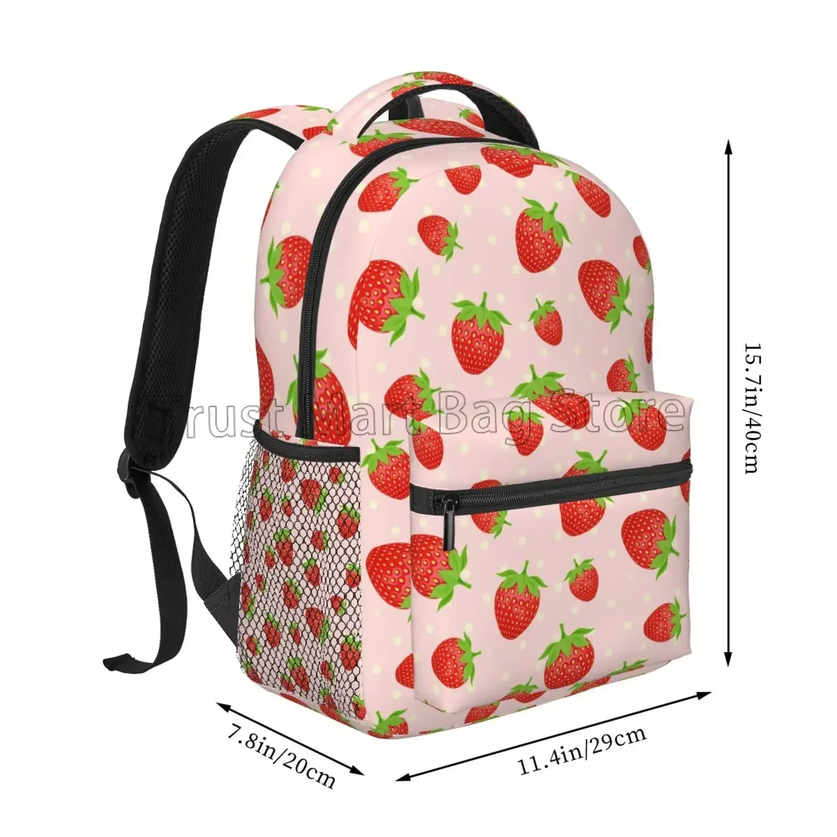 Sac à dos pour ordinateur portable fraise pour femmes filles travail scolaire voyage d'affaires sacs à dos d'ordinateur collège Bookbag adapté pour ordinateur portable 15.6 pouces