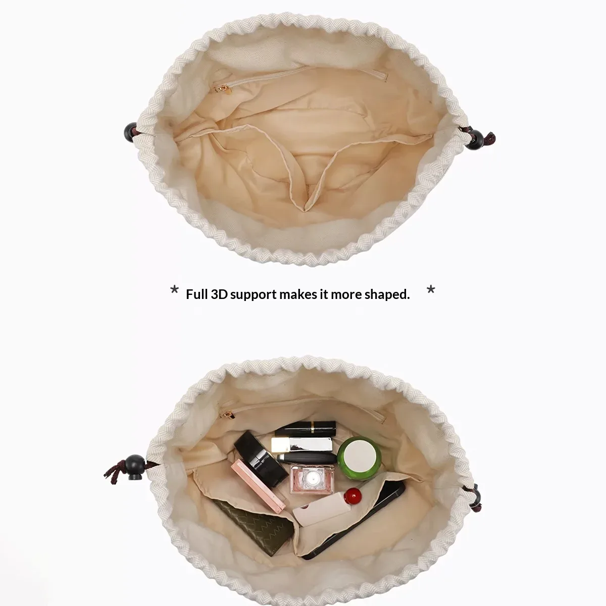 insert organisateur pour sac à cordon avec bandoulière pour sac en paille tressée anagram s/m/l, support et doublure intérieure, accessoires pour sacs
