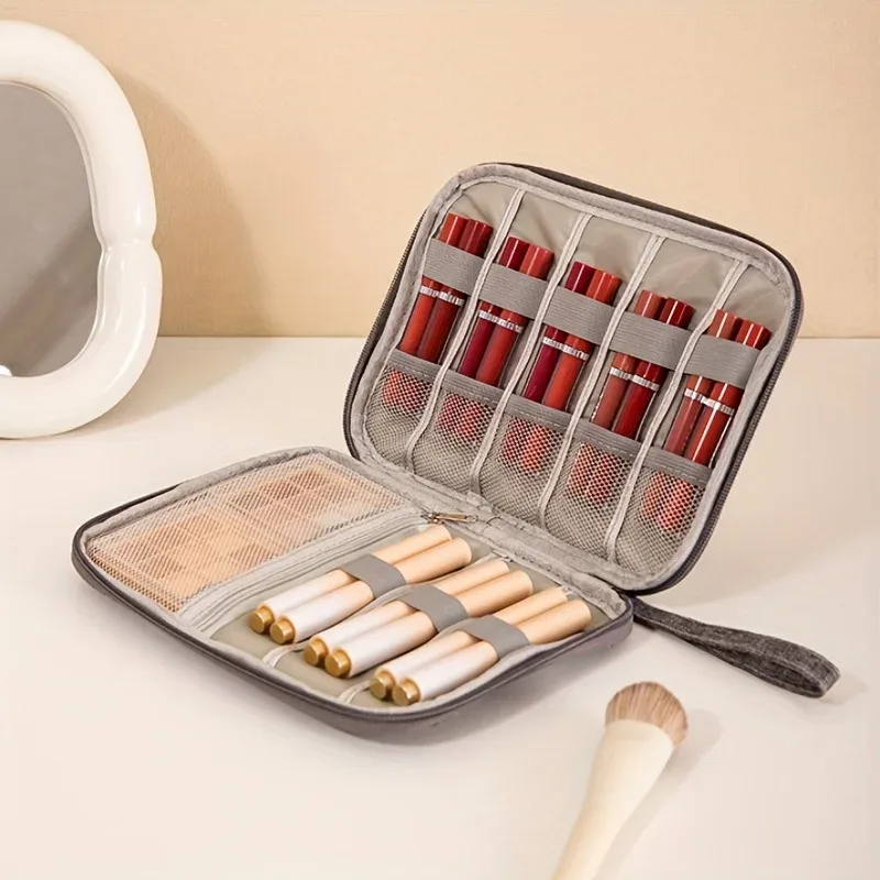 1 sac de rangement pour rouge à lèvres, sac de rangement pour fond de teint et crayon à sourcils, sac de maquillage portable pour voyage