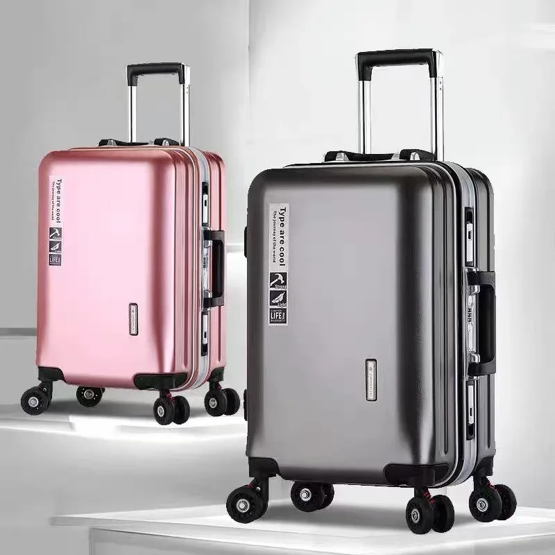 valise à main avec cadre en aluminium, 20 22 24 28 pouces, bagage roulant, cabine de voyage, boîtier de chariot, sac de voyage, verrouillage par mot de passe, fermeture éclair