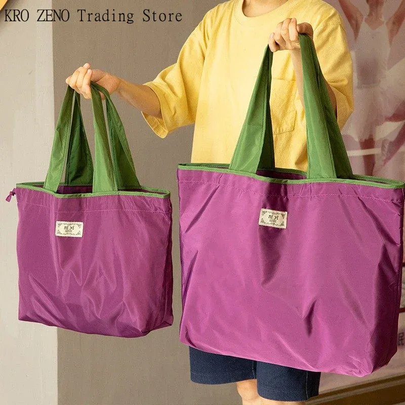 Sac à bandoulière pliable imperméable de grande capacité, 1 pièce, sac de shopping de grande capacité, sac de rangement à la mode