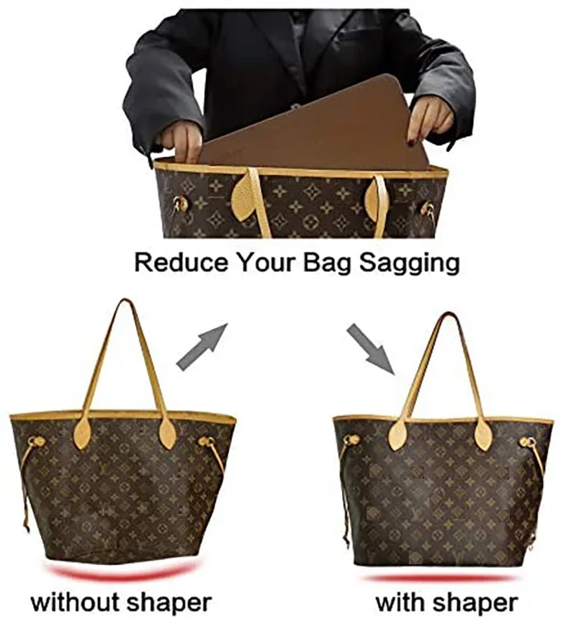 base de sac à main façonnant pour neverfull pm/mm/gm speedy 25/30/35, organisateur d'insertion compatible, sac de luxe, support façonnant en cuir